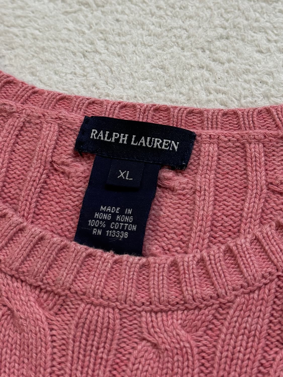 폴로 연핑크 케이블 니트 상품이미지4