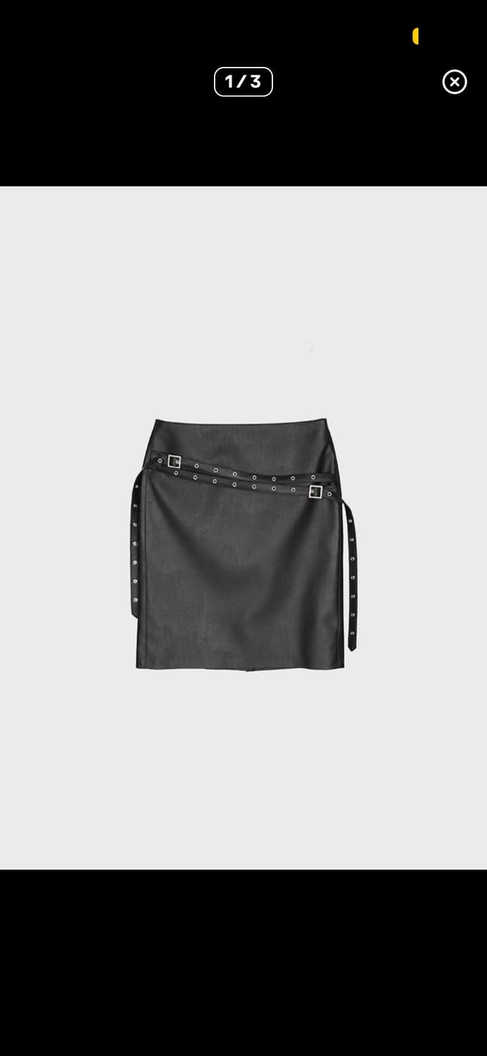 데어드 eyelet strap midi reather skirt 상품이미지1