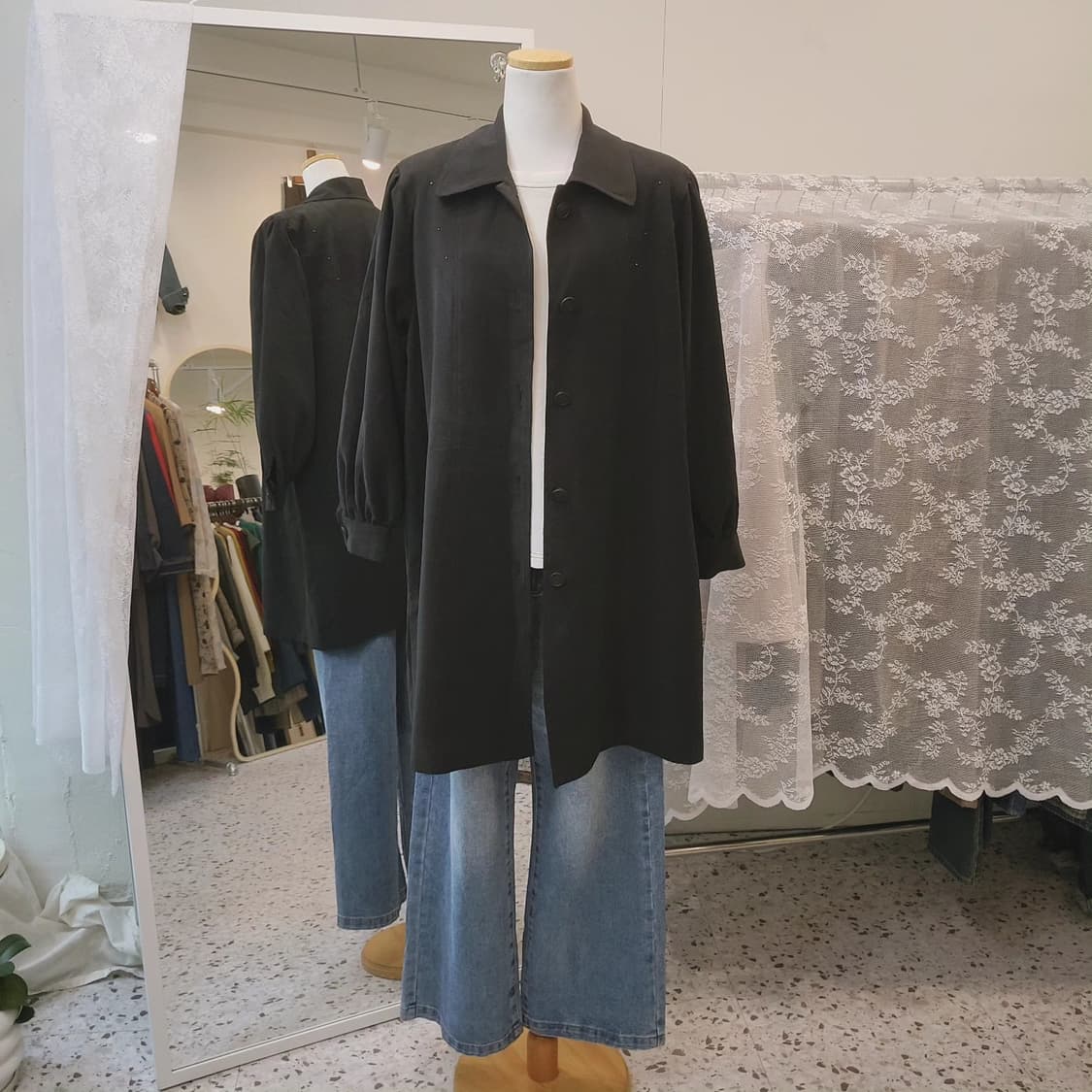 Preta porter 블랙 플레어 트렌치코트 상품이미지2