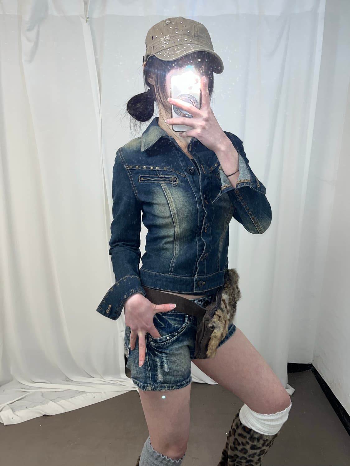 데님 스터드 숏츠 상품이미지5