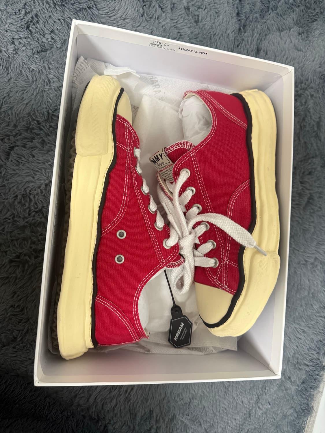 ( 43 )메종 미하라 야스히로 피터슨 OG 솔 캔버스 로우탑 레드 상품이미지1