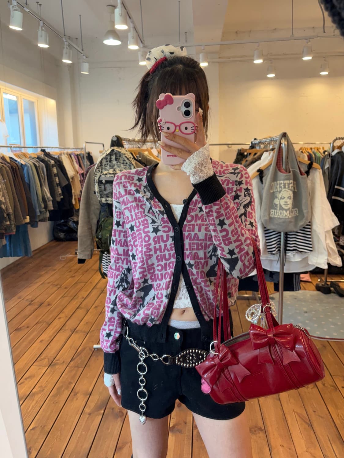 히스테릭글래머 핑크 스타 가디건 상품이미지2