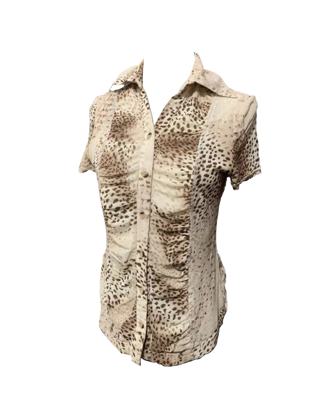 스모키 레오파드 갸루 반팔 셔츠 상품이미지1