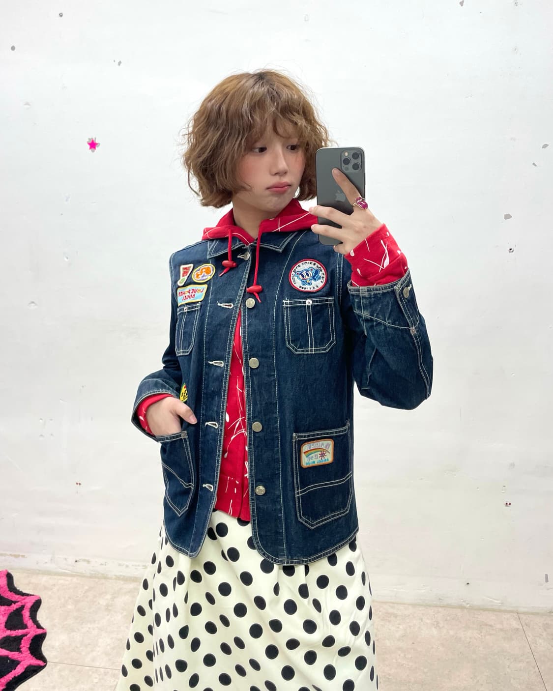  Angel Blue Patchwork Denim Jacket 상품이미지1