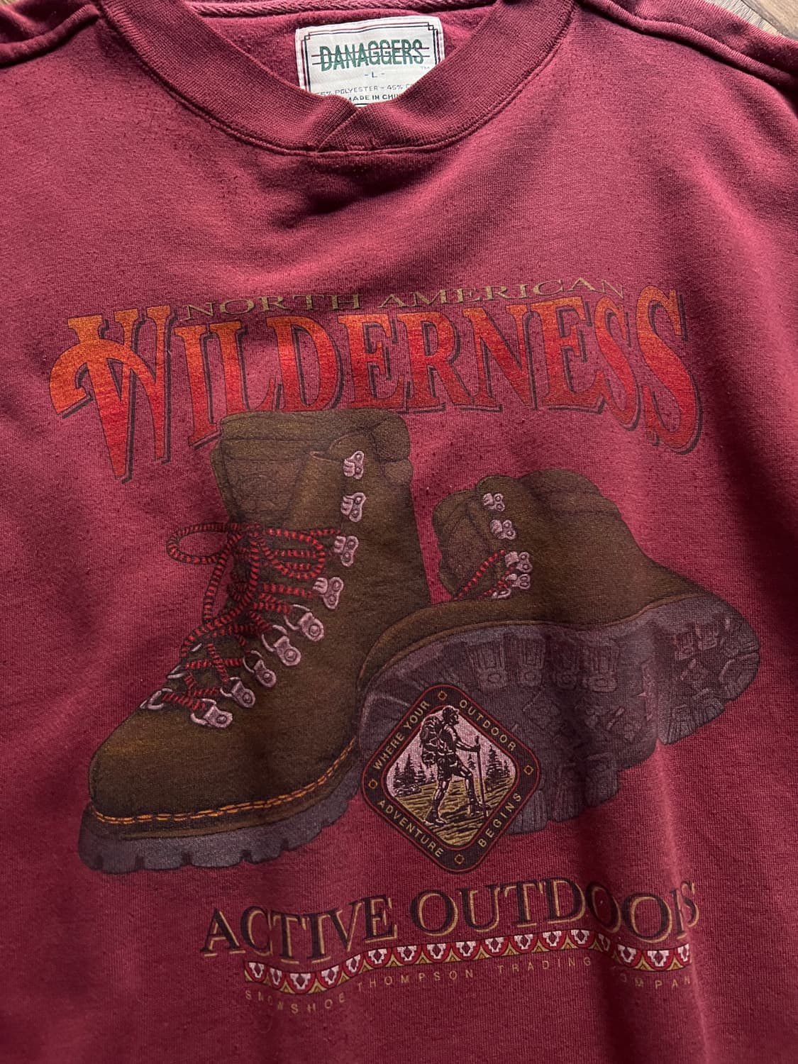 [L]90's USA 빈티지 액티브 아웃도어 버건디 스웻셔츠 상품이미지3