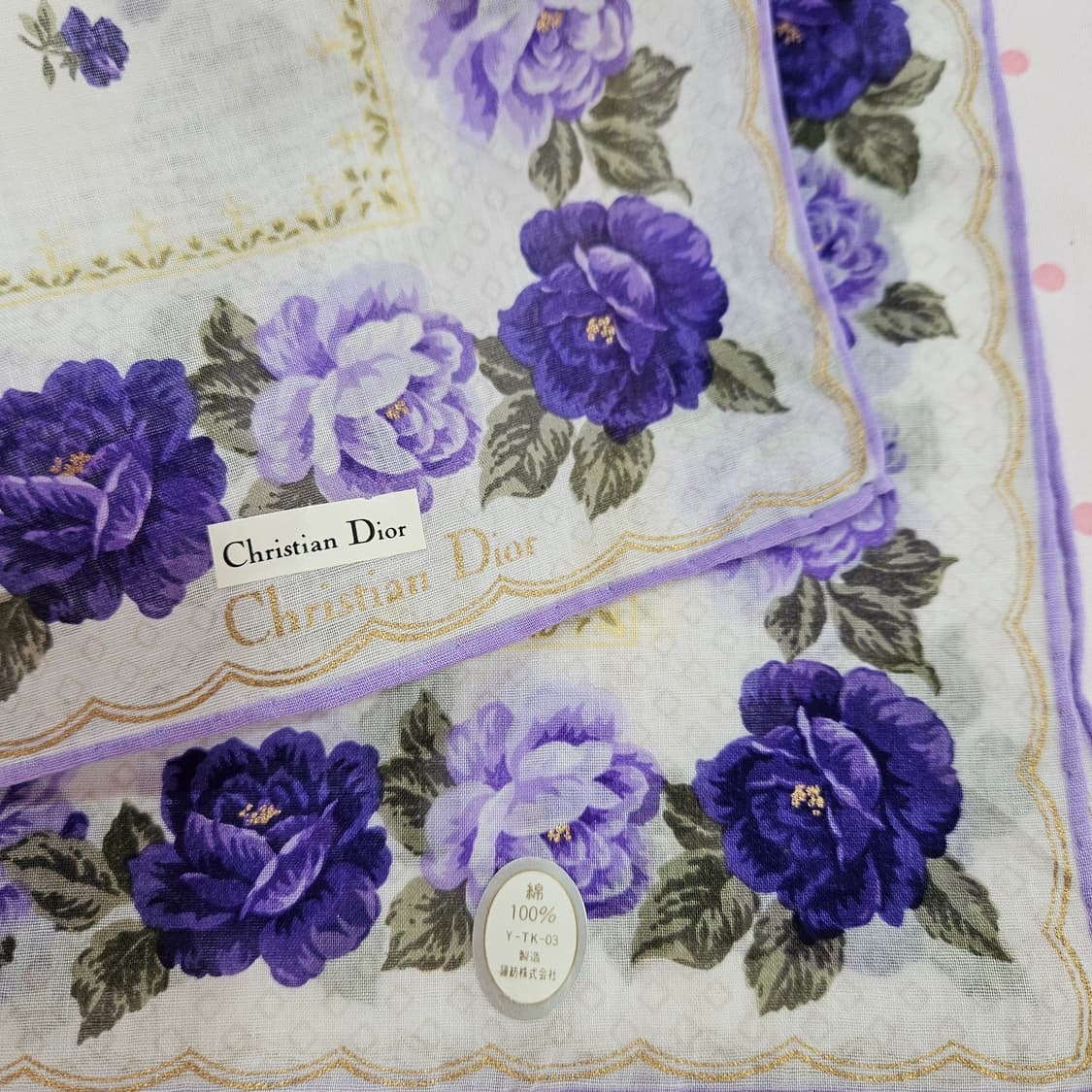 크리스찬 디올(Christian Dior) 퍼플 로즈 플라워손수건 상품이미지6