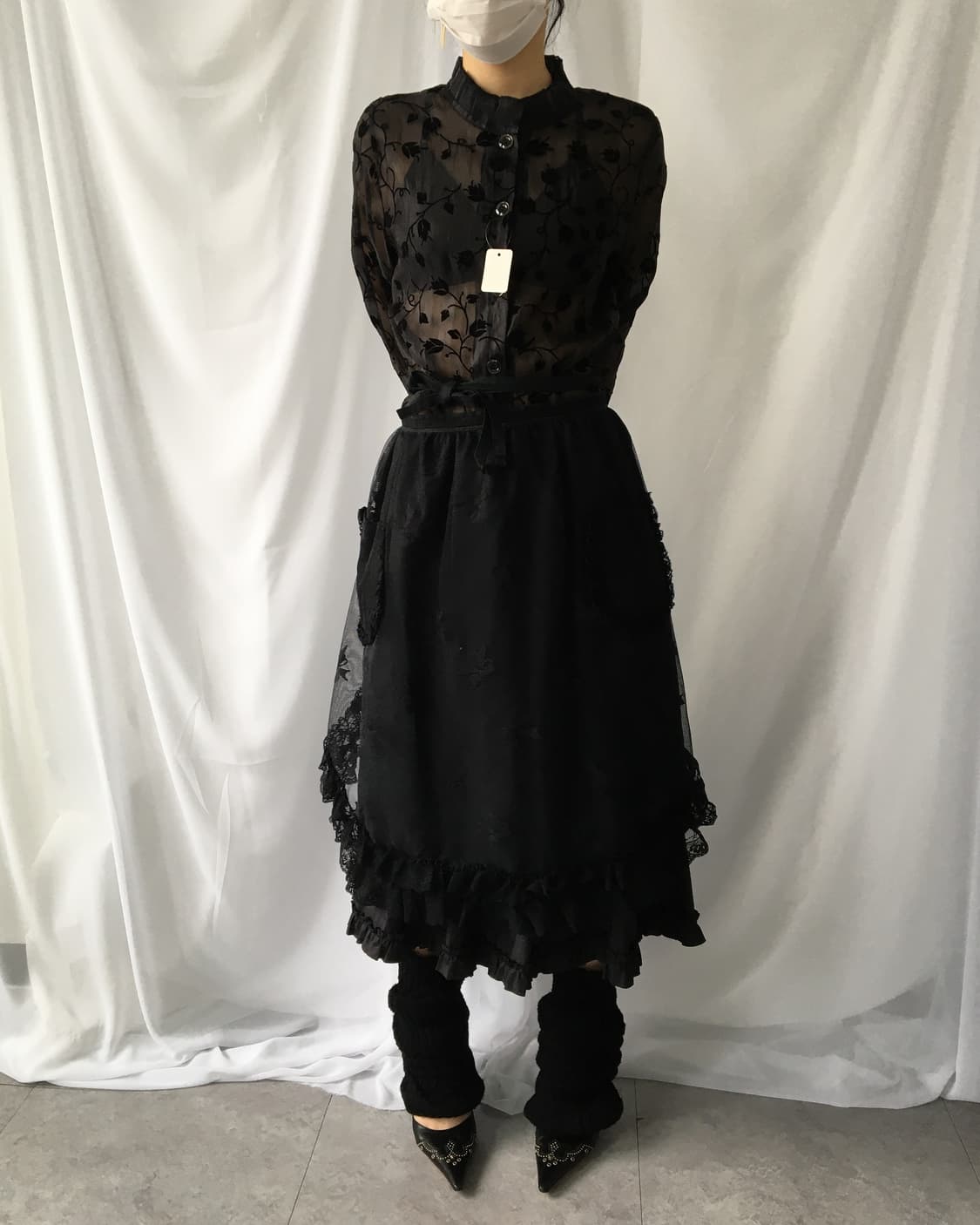 ribbon pattern lace trimming apron 상품이미지6