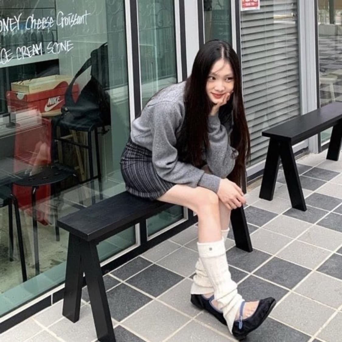 락피쉬 울 레그워머(아이보리, 블랙) 상품이미지5