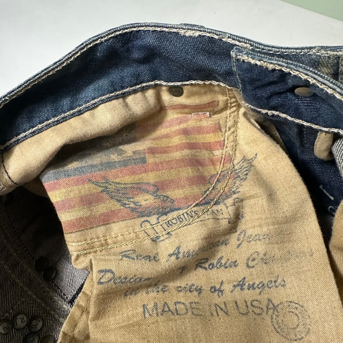 우먼M-L 로빈슨진 슬림 스키니핏 성조기패치 녹워싱 데님팬츠 상품이미지9