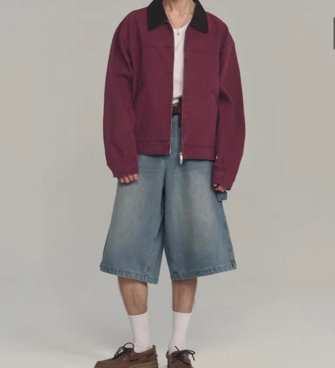 빈티지 워싱 코튼 크롭 자켓_와인 L 상품이미지7