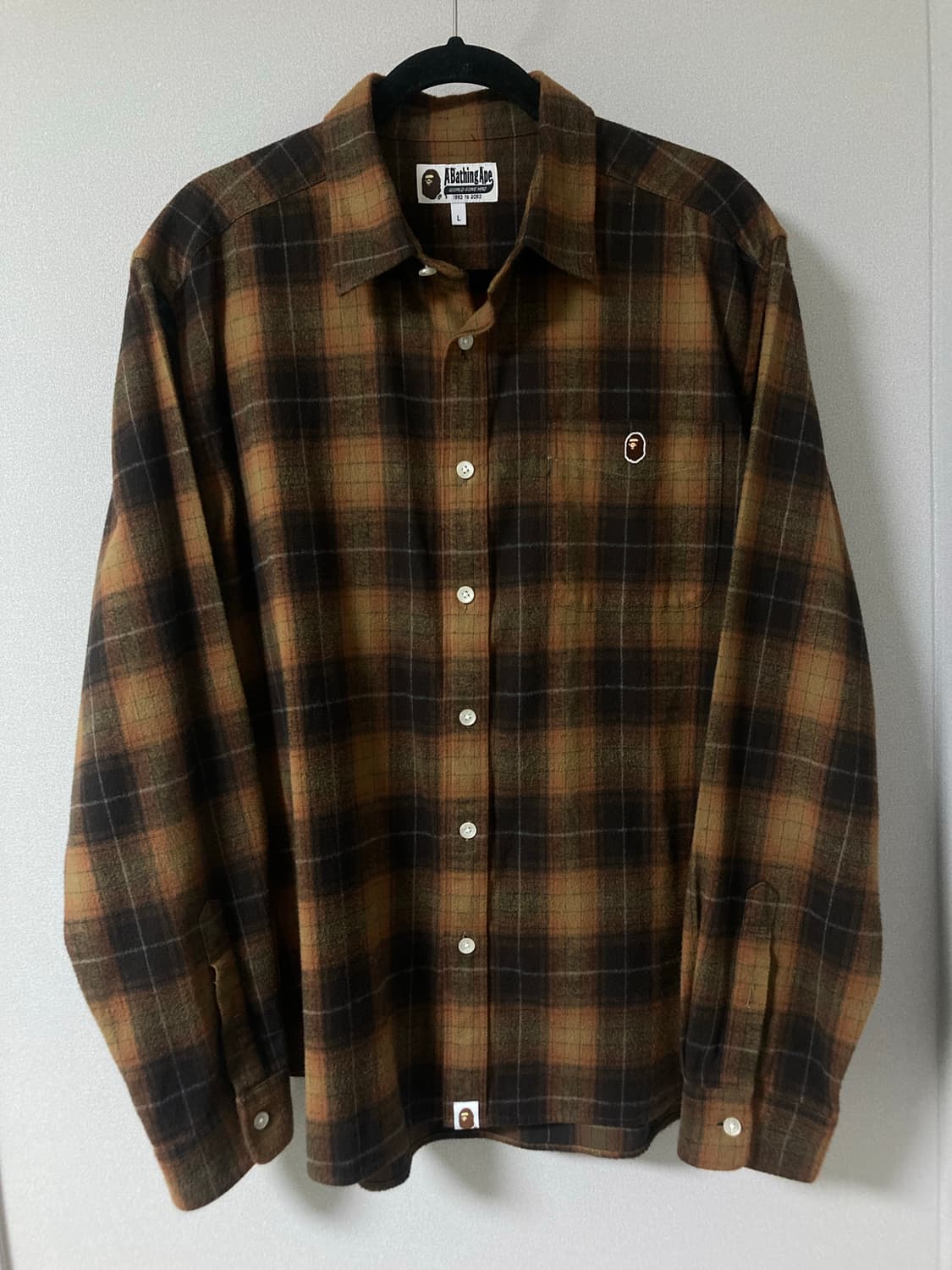 [BAPE] 베이프 에이프 헤드 원포인트 플란넬 체크 셔츠 상품이미지2