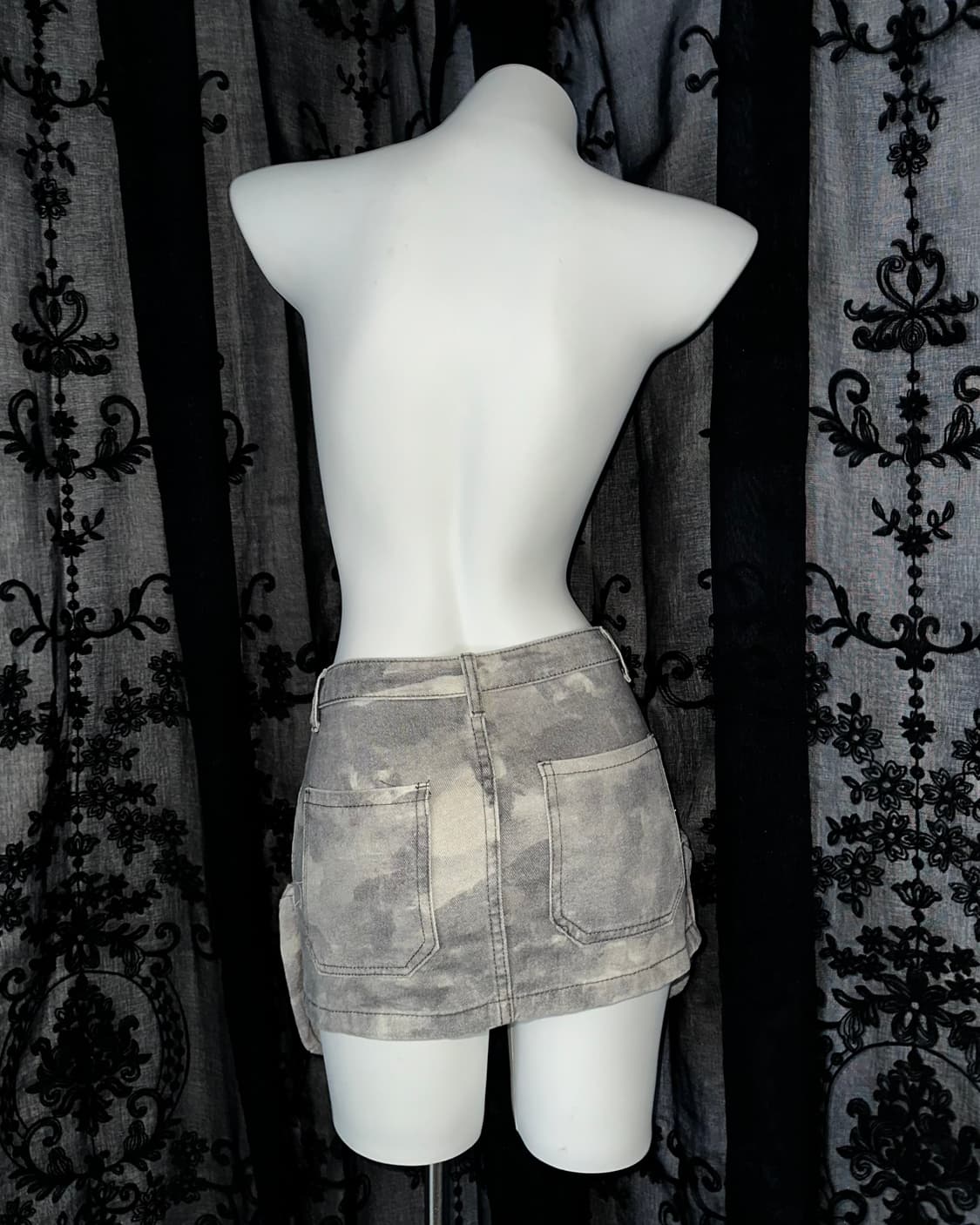 grey washed cargo mini skirt 상품이미지3