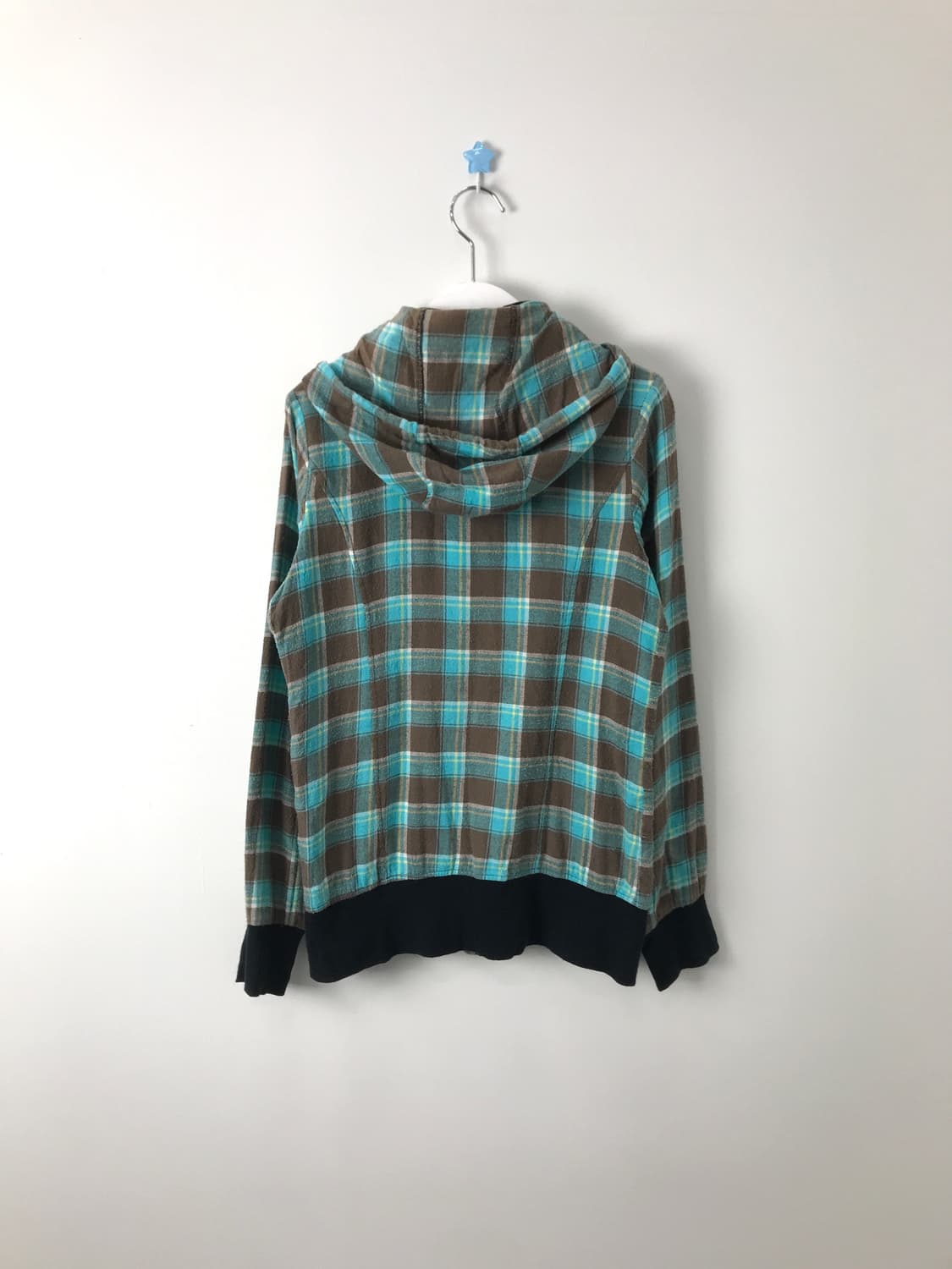 'UnderWrap' Plaid Mint Zip Up Hoodie 상품이미지5