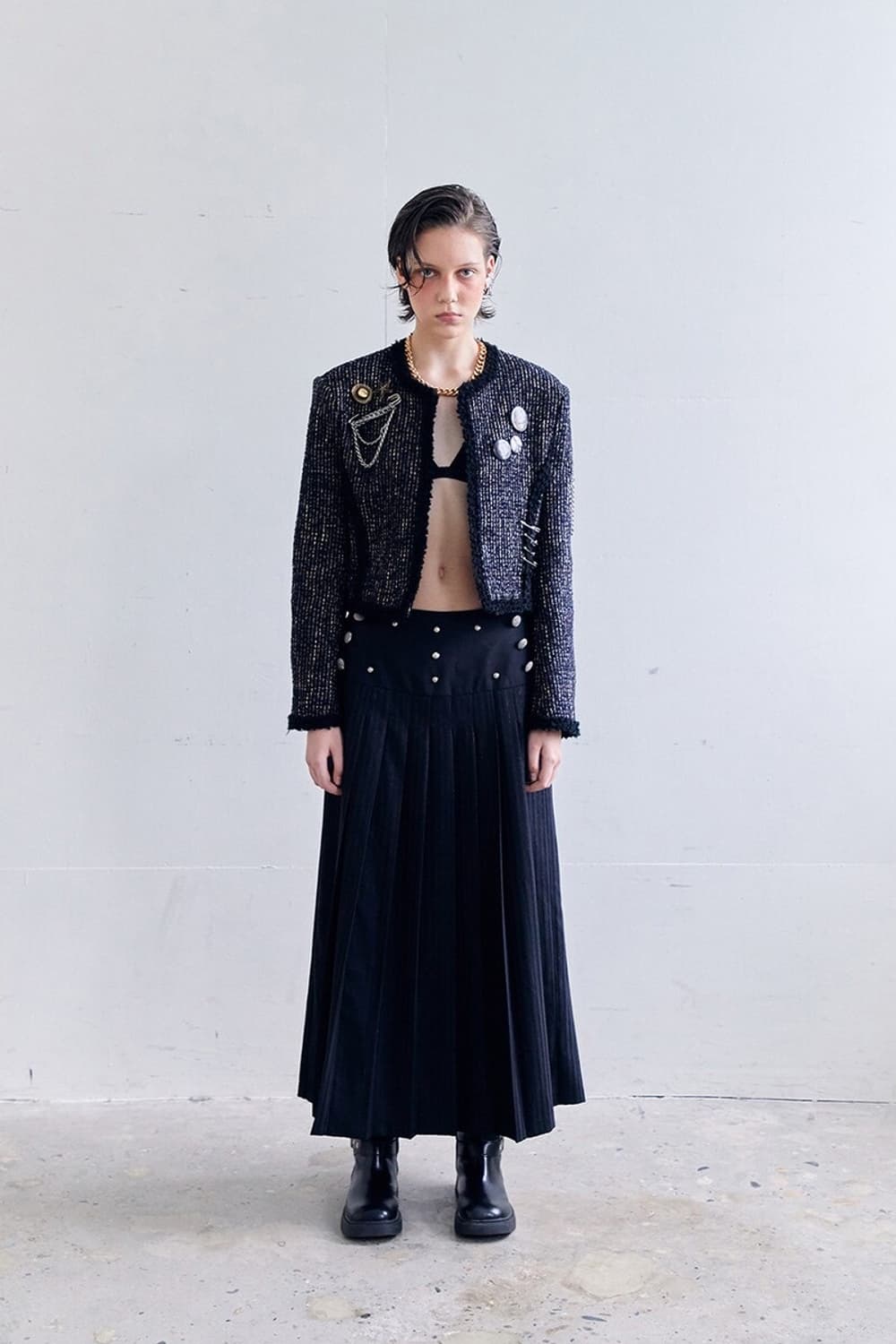 데어드 METAL PLEATED LONG SKIRT 상품이미지1