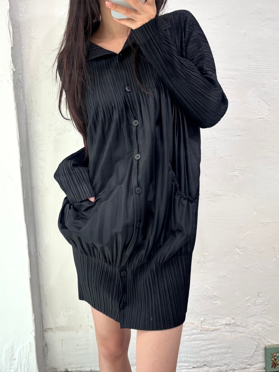 Pleats Please 플리츠플리즈 블랙컬러 버튼 포켓 셔츠 상품이미지2