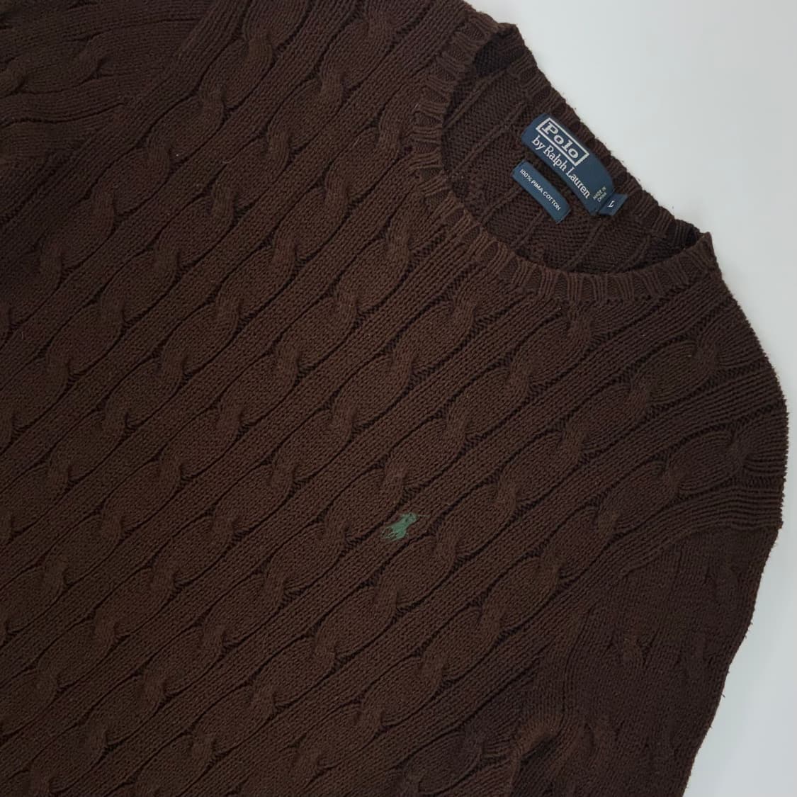 Polo 폴로 랄프로렌 코튼 초코무스 케이블 라운드 니트 상품이미지1