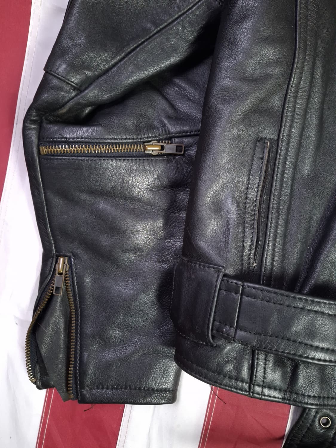 90's 일본판 리얼레더 더블 라이더자켓 상품이미지9