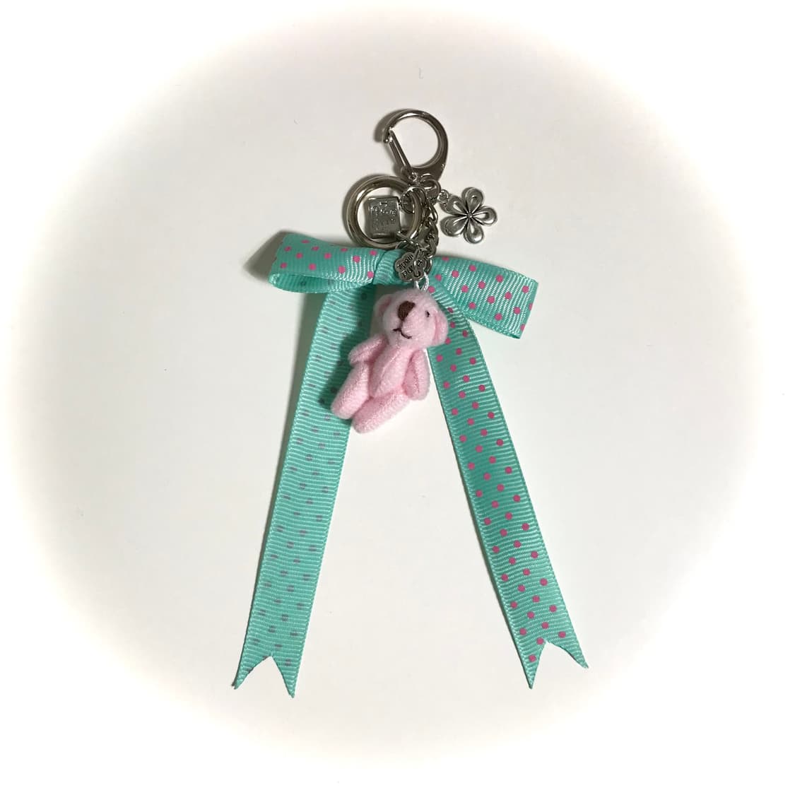 민트 도트 리본 곰돌이 인형 키링 상품이미지2