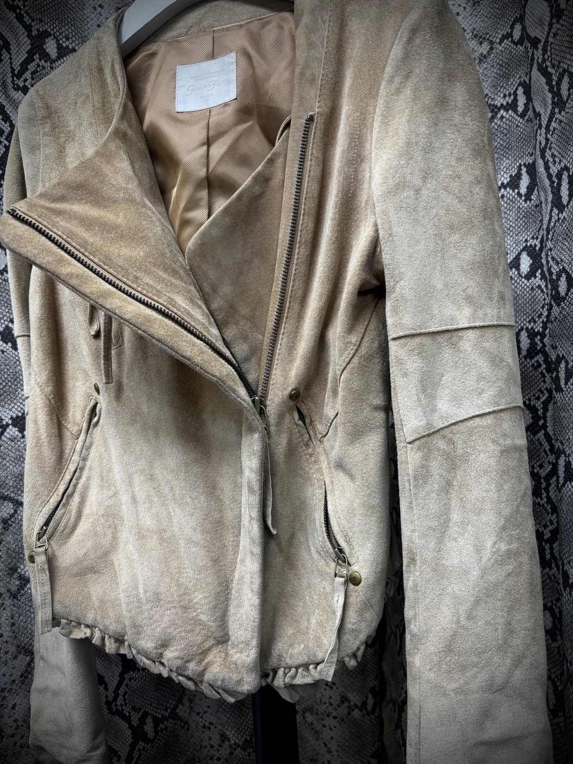 [Y2K] Bomber-Fit Draped Beige PorkSkin N 상품이미지2