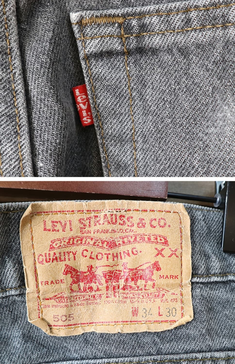 미국산 80~90s levis 리바이스 505 블랙 그레이데님 상품이미지7
