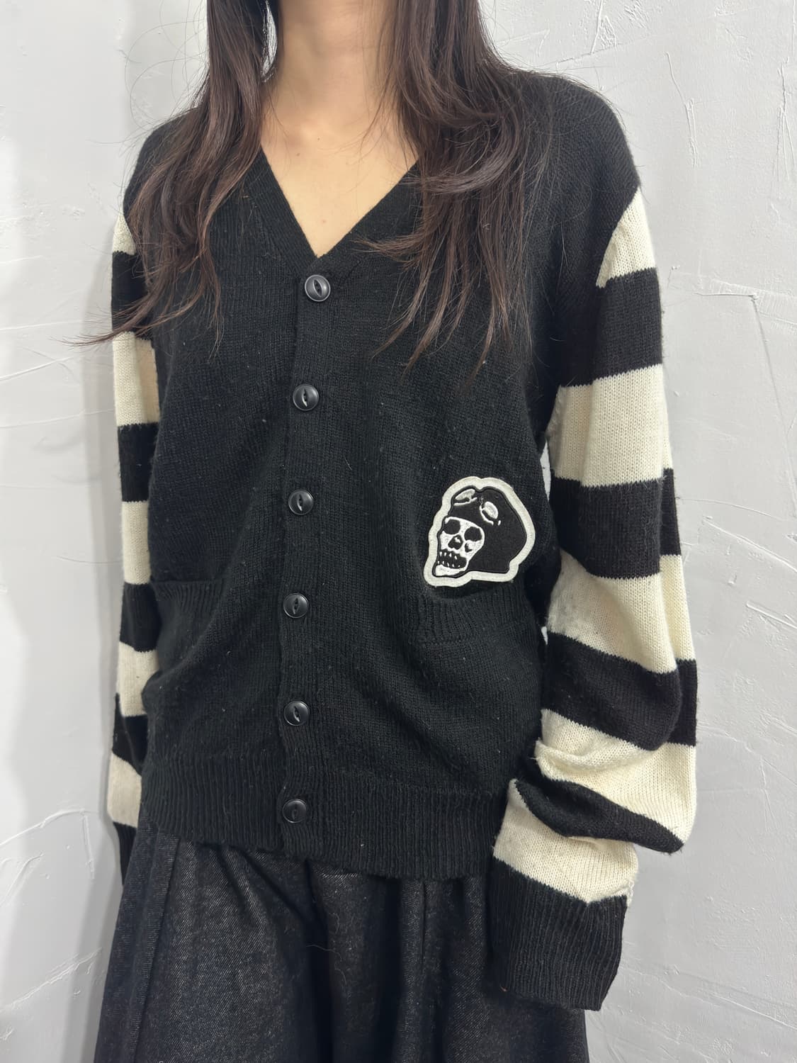 skull stripe detail cardigan 상품이미지3