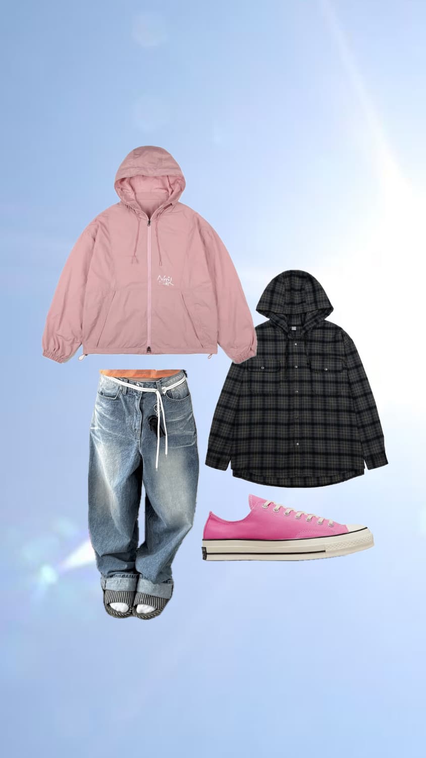 개강룩 핑크포인트 바람막이 코디세트 상품이미지3