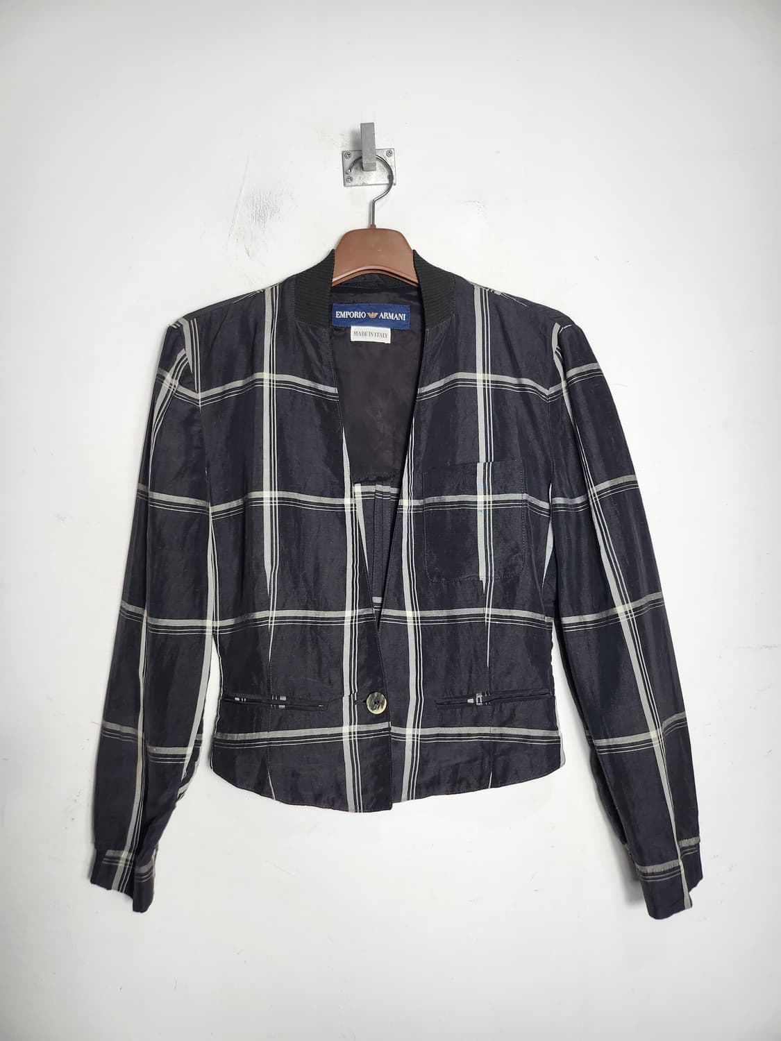 엠포리오 아르마니 체크 패턴 노카라 자켓 상품이미지1