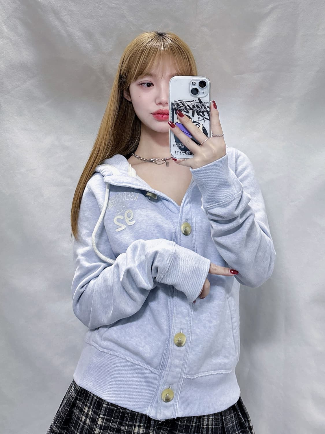 아베크롬비 베이비블루 버튼 후드집업  상품이미지1