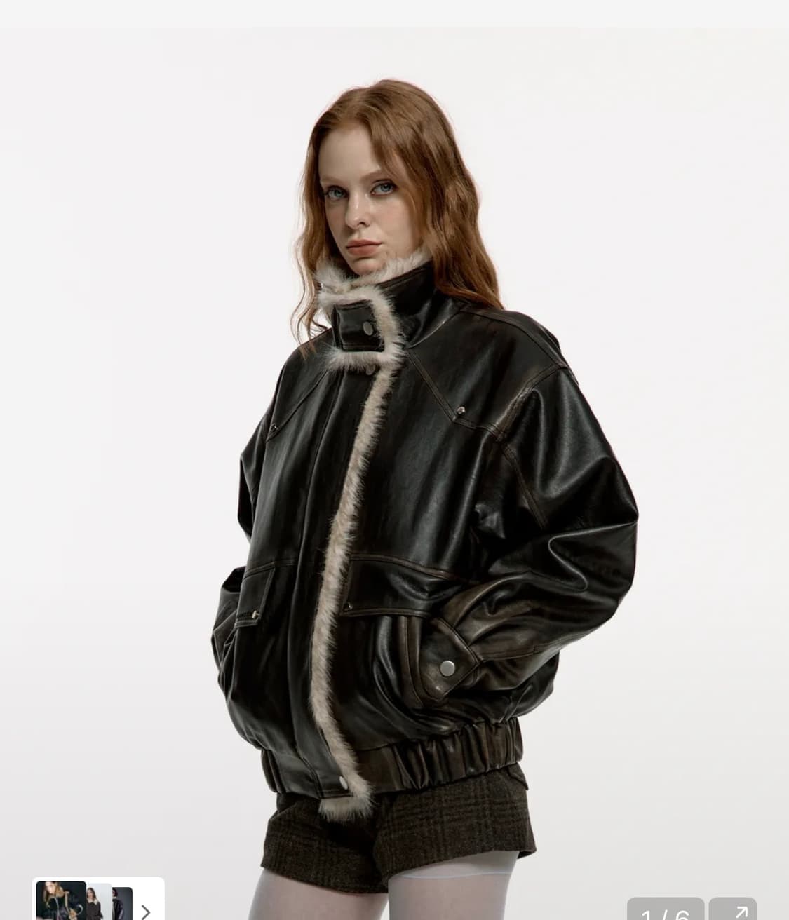 구해요!!! 러프넥 레더 무스탕 상품이미지1