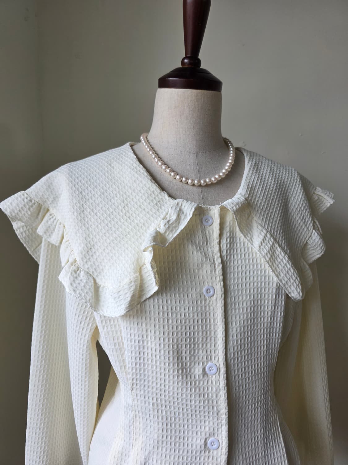 와플 빅카라 블라우스 상품이미지1