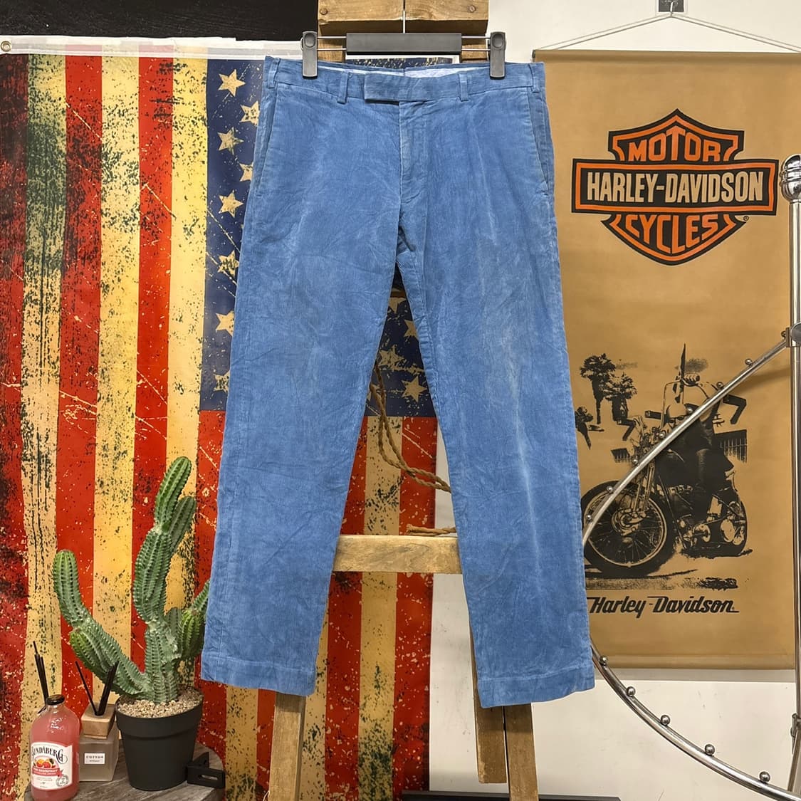 폴로 랄프로렌 신형라벨 스카이블루 파인웨일 코듀로이 팬츠 N88 상품이미지1