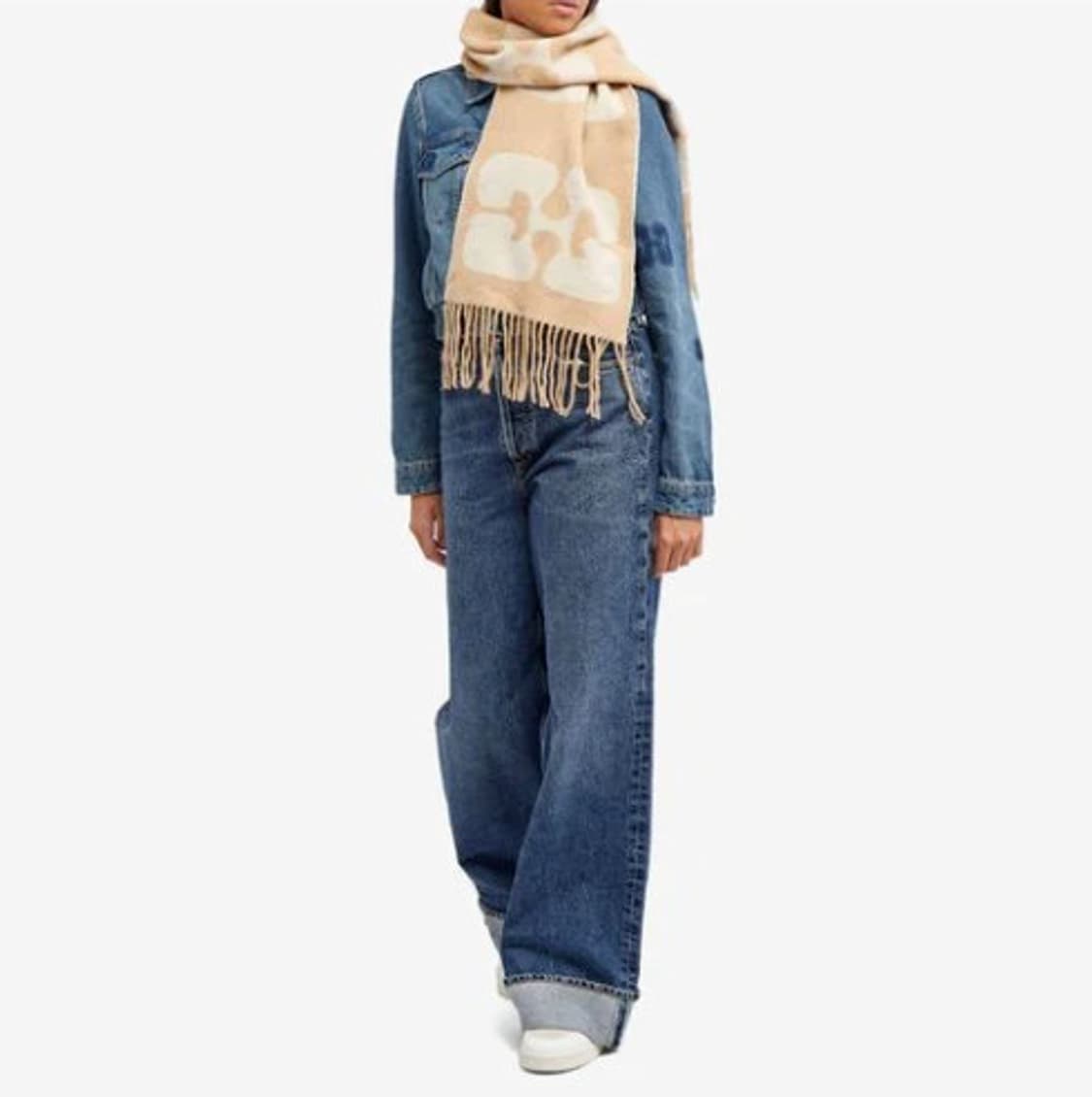 가니 Ganni 머플러 네로우 로고 울 스카프 ​ 상품이미지3