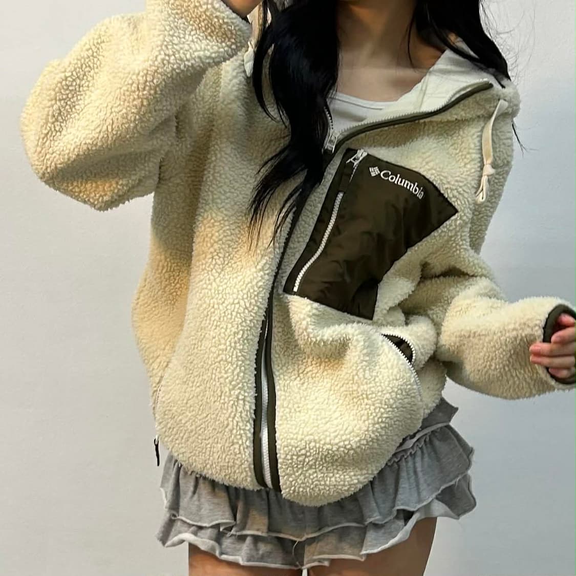 컬럼비아 초코브라운 포켓 플리스 자켓 후드집업 뽀글이 희귀져지(XL) 상품이미지1