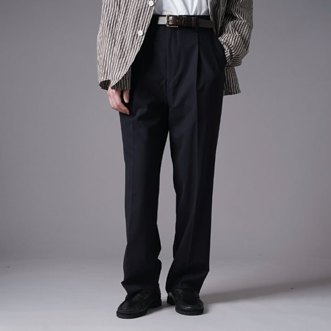 캡틴선샤인 슈컷 울 슬랙스 네이비 32 새상품 상품이미지4