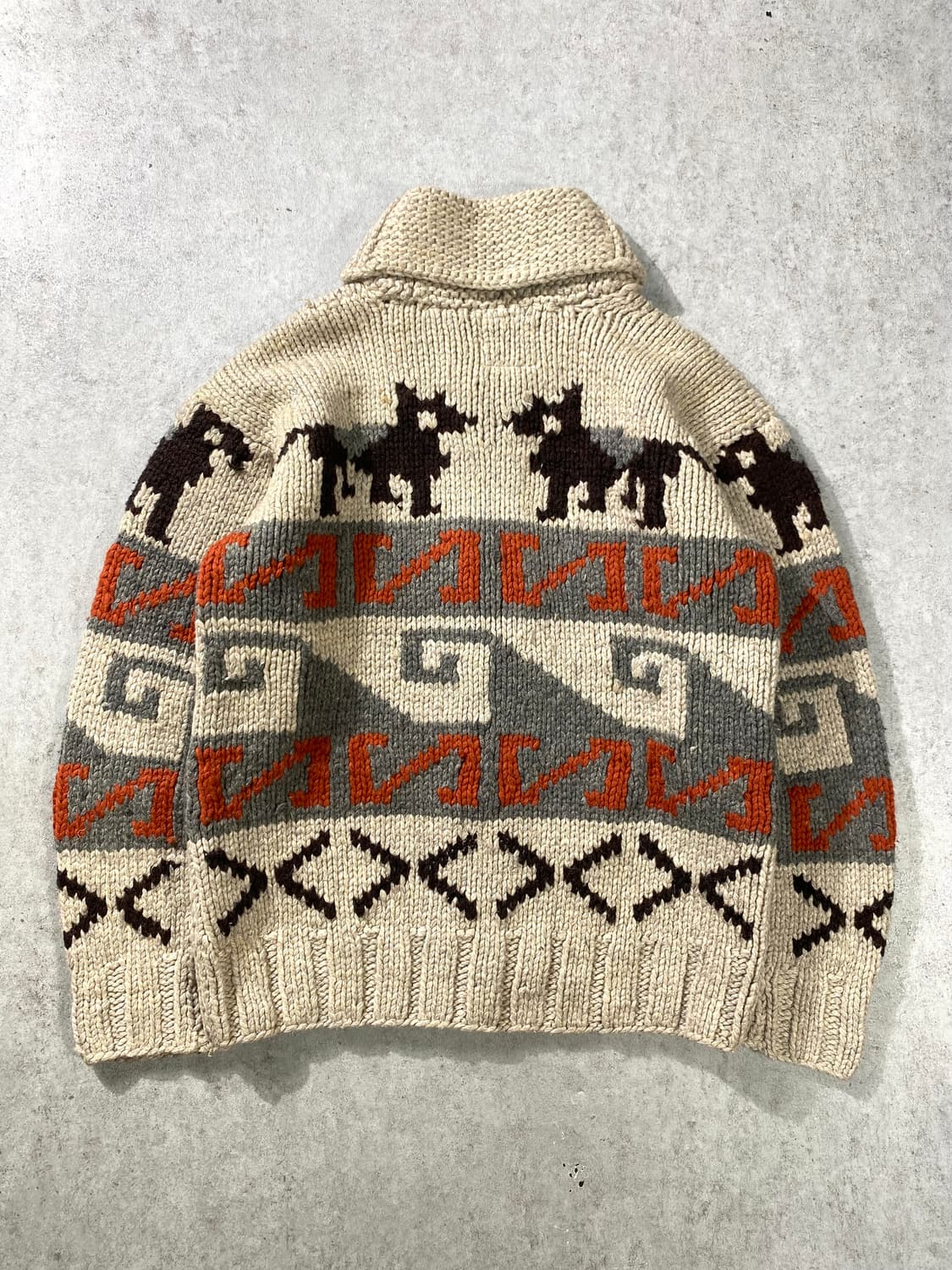 [L] Vintage 빈티지 헤비 울 핸드니트 코위찬 집업 상품이미지5