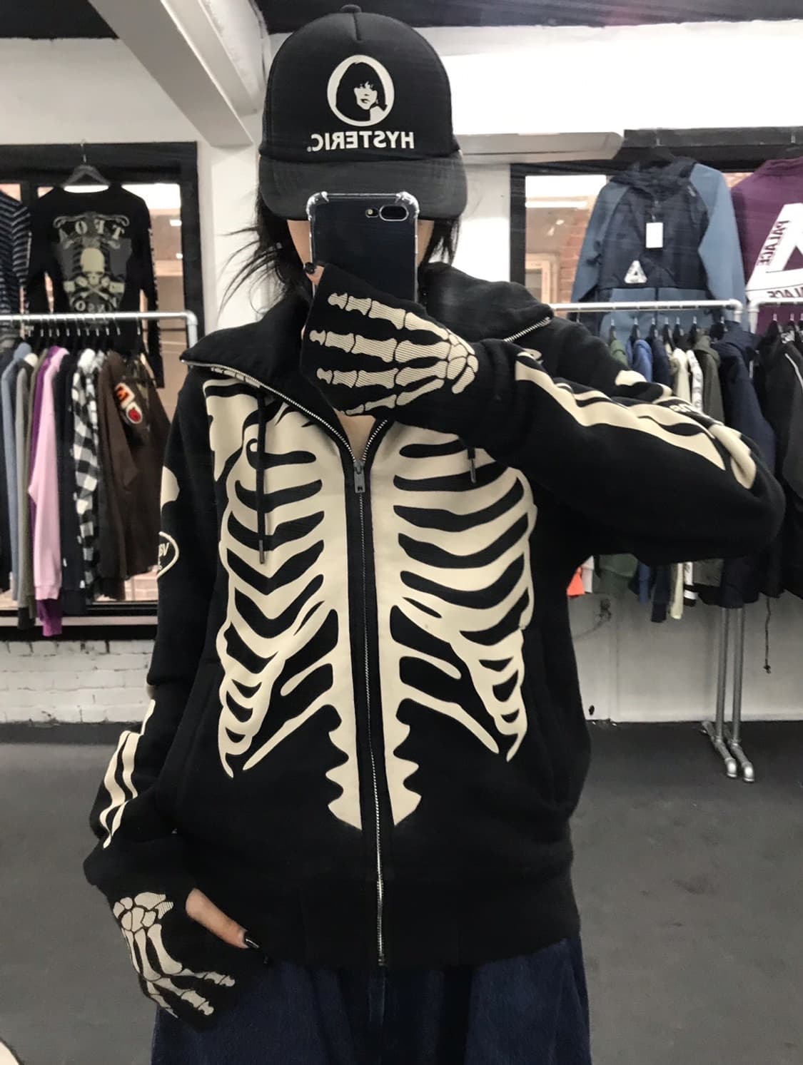 밴슨 레더 본 스켈레톤 후드집업 상품이미지3