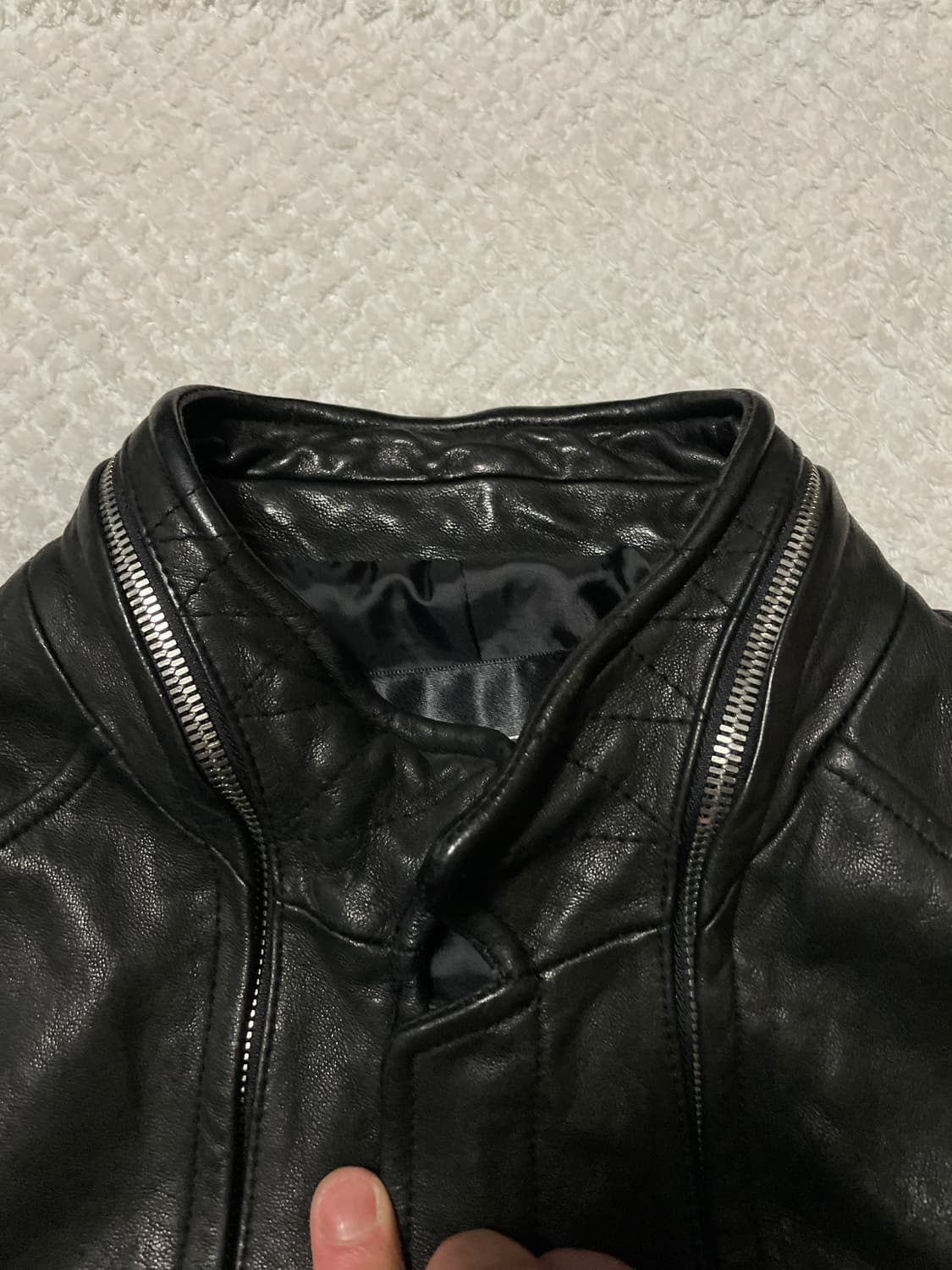 TEMPO HOMME 웨스턴 무드 램스킨 양가죽 절개 레더 자켓 상품이미지4