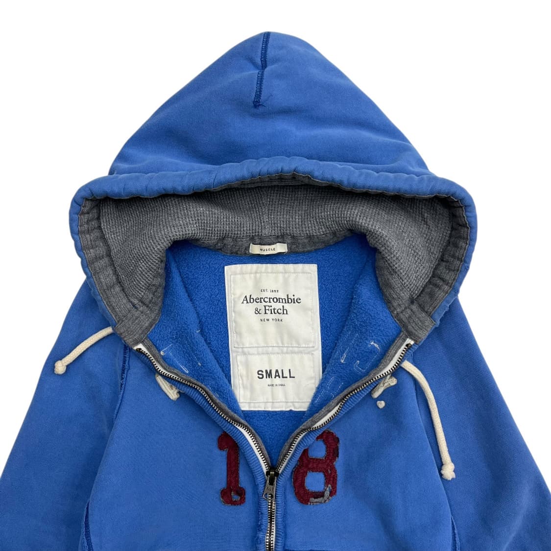 아베크롬비 센터 패치로고 라이트블루 후드집업 S 상품이미지5