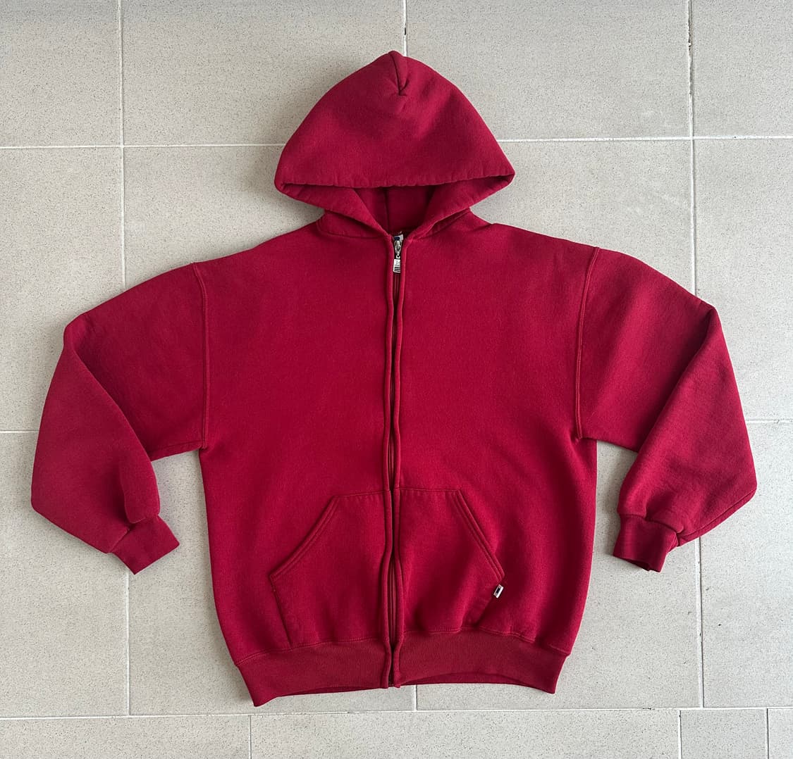 90s 빈티지 러셀 후드집업 레드 L USA 상품이미지1