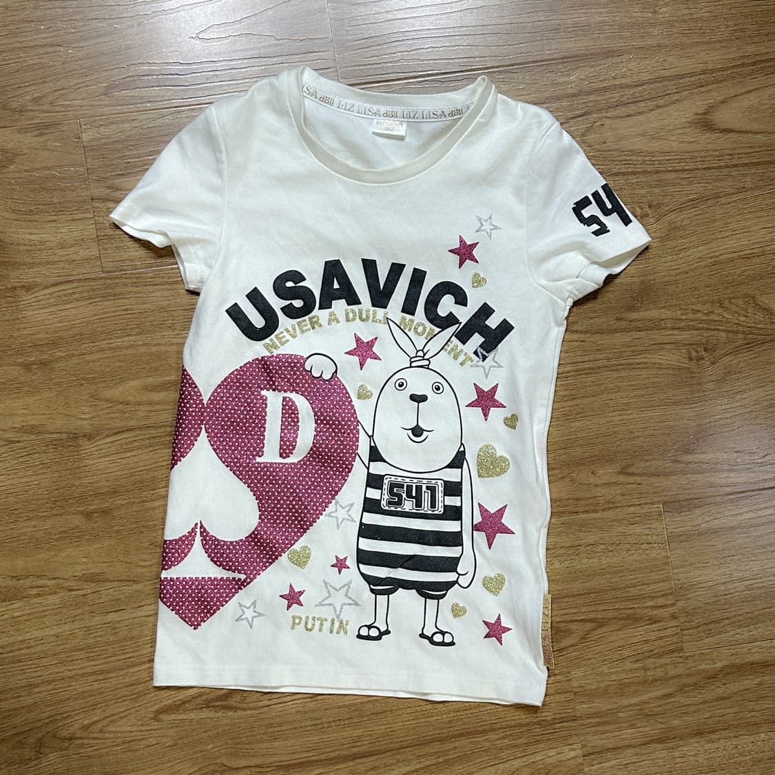 리즈리사돌 반짝이 레터링 반팔 티셔츠 빈티지 히메갸루 긱시크 리즈리사 상품이미지1