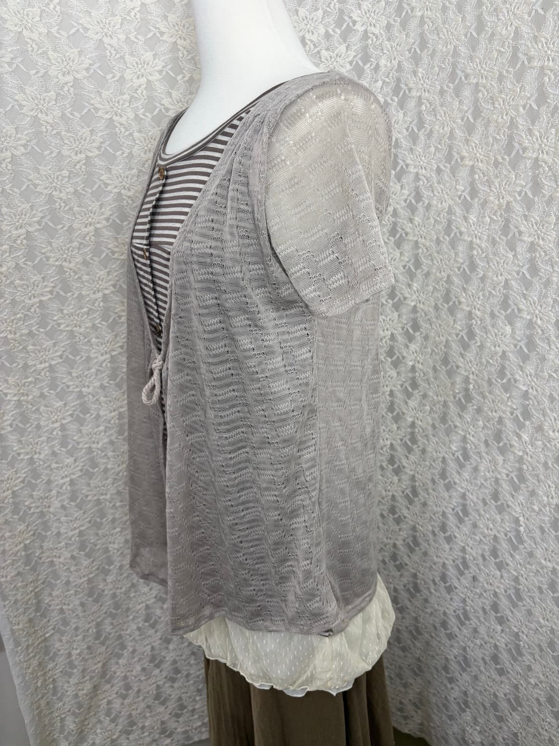 브라운 스트라이프 레이어드 블라우스 상품이미지7