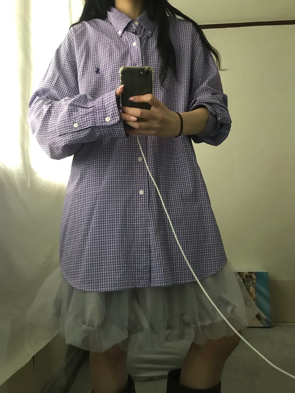 폴로 퍼플 체크셔츠 상품이미지5