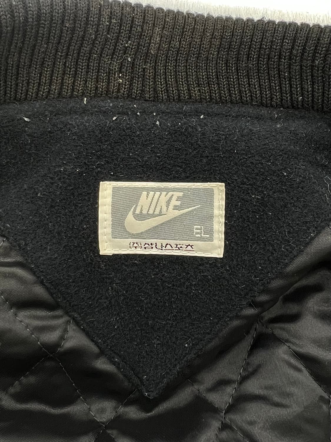 90s 나이키 삼나스포츠 블랙 앤 그레이 울 바시티 자켓 상품이미지7