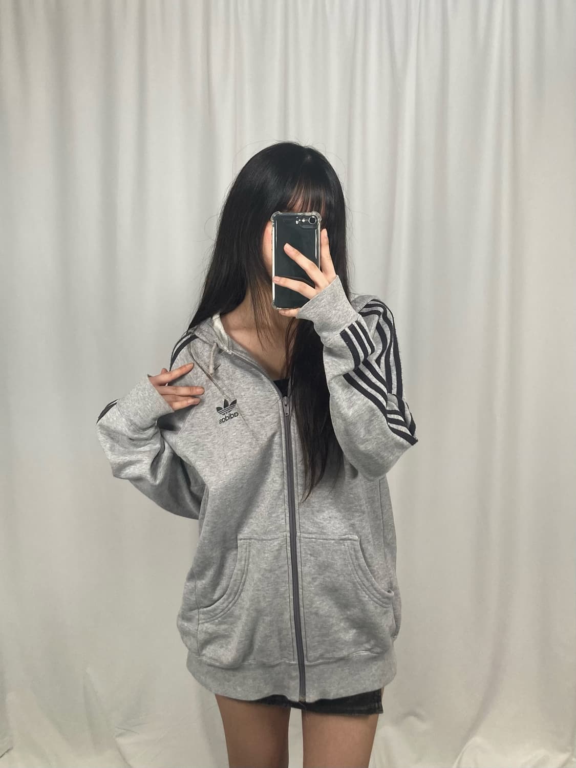 아디다스 구형 파이어버드 그레이 후드집업 상품이미지1