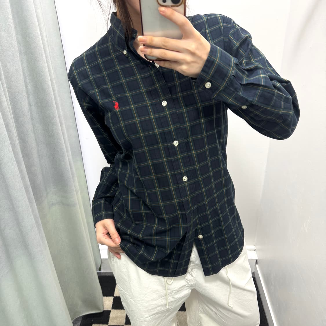 폴로 네이비 체크 커스텀핏 셔츠 상품이미지1