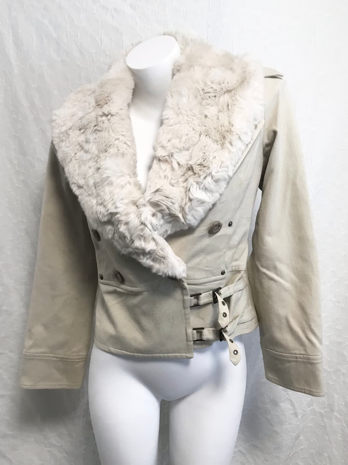 빈티지 y2k 페어리 래빗퍼 벨티드 코튼 퍼 자켓 상품이미지5