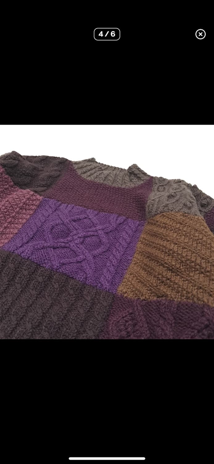 CLO7O S/M 엘엘빈 멀티 블록 크레이지 패턴 패치워크 니트 상품이미지4