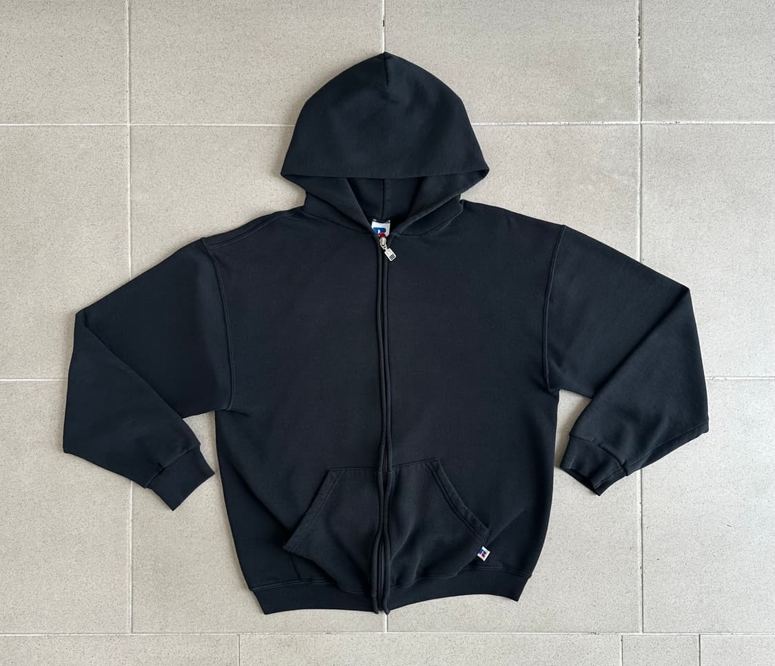 90s 빈티지 러셀 후드집업 블랙 M 상품이미지1