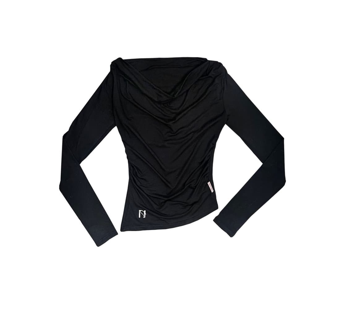 뉴얼린 미야오 드레이핑 탑 블랙 상품이미지1