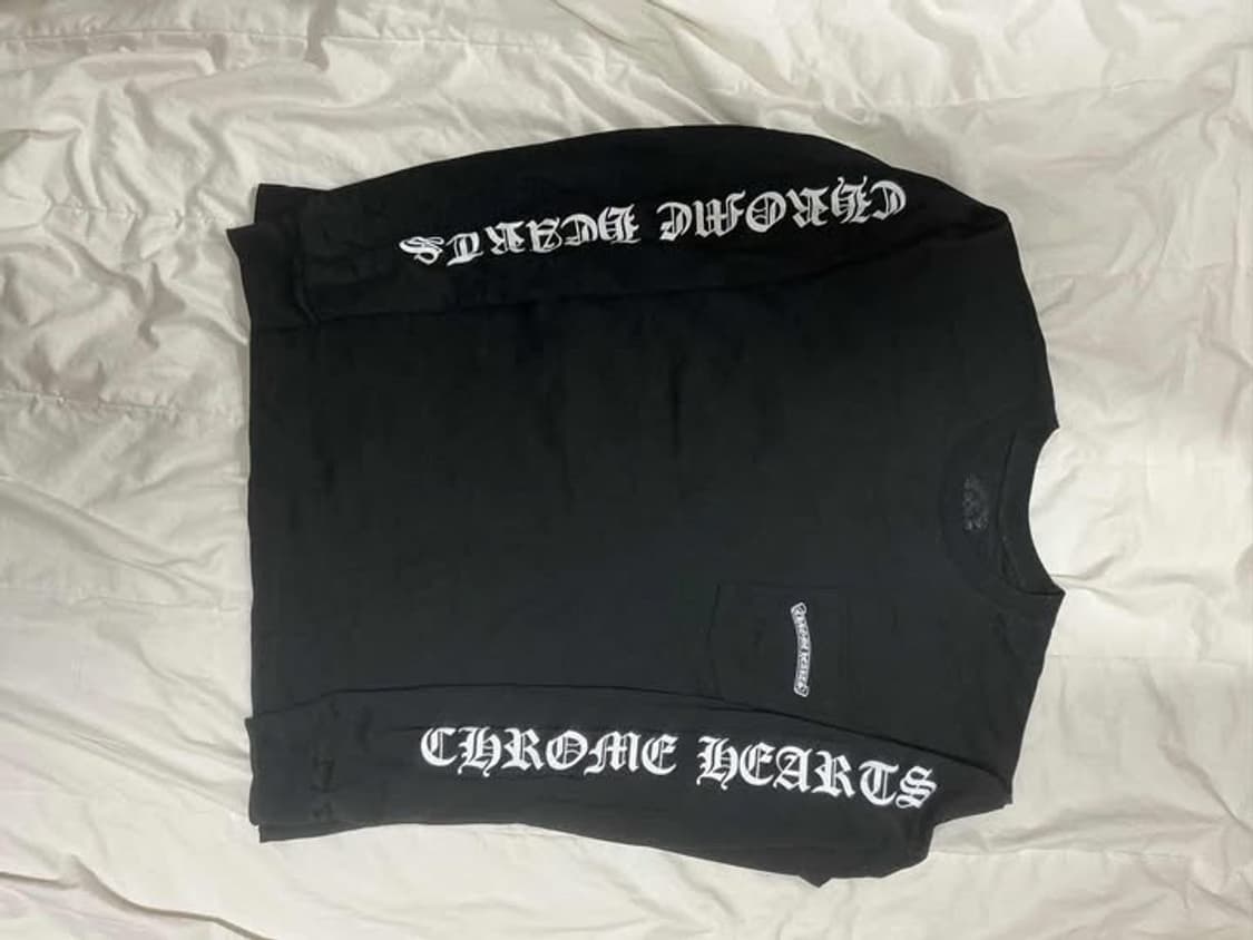 크롬하츠 스크롤 로고 롱슬리브 티셔츠 블랙 상품이미지1